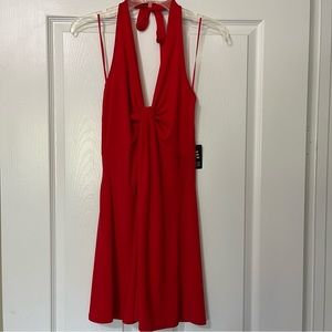 NWT EXPRESS Red Faux Knot Front Halter Dress Size Small